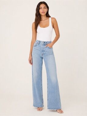 Citizens of Humanity Annina Jeans Size 25 High Rise Wide Leg Raw Hem